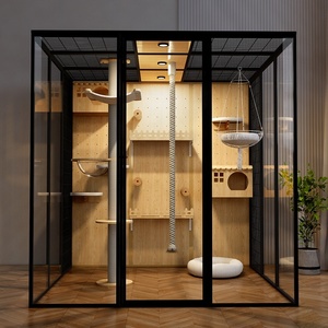 Villa de Lujo para Gatos de Múltiples Niveles Más Vendida para Interiores con Jaula Grande de Aluminio y Vidrio Templado Castillo Casa Nido y Juguetes para Mascotas - Product Image 1