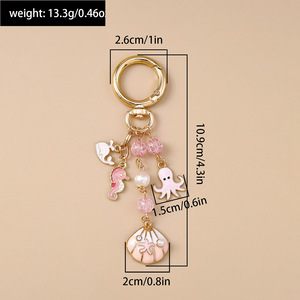 Sáng Tạo Đại Dương Dễ Thương Baroque Keychain Nàng Tiên Cá Cá Heo Sao Biển Vỏ Conch Ngọc Trai Mặt Dây Chuyền Ba Lô Túi Quyến Rũ Phụ Kiện - Product Image 3