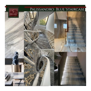 Escaleras de Mármol Azul Dorado GOLDKING, Degradado Azul con Vetas Doradas, Cristal Natural para Escaleras de Caracol de Hotel de 5 Estrellas, Alta Calidad Premium - Product Image 1