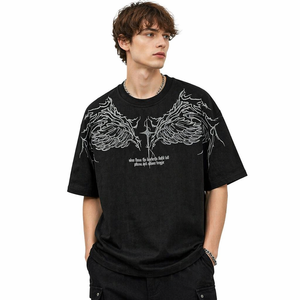 Camiseta de Manga Corta para <span class=keywords><strong>Hombre</strong></span>, Estilo Casual, Bordado Floral, de Alta Calidad, Juvenil, Holgada, Marca de Moda Urbana Americana - Product Image 1