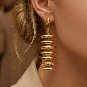 ต่างหูสแตนเลสสตีล 316L กันน้ำ ดีไซน์หรูหรา ชุบทอง 14k 18k แฟชั่นสำหรับผู้หญิง - Product Image 1