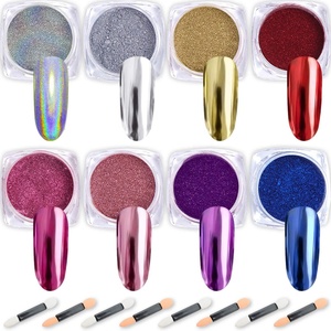 Ensemble de poudre à ongles Aurora Chrome de luxe 4 en 1, 8 couleurs, application facile, vente en gros, <span class=keywords><strong>effet</strong></span> miroir magique brillant - Product Image 1
