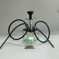 Narguilé électrique bon marché de qualité narguilé personnalisé vente en gros mise à niveau Cube shisha Cube acrylique carré coloré Shisha narguilé LED