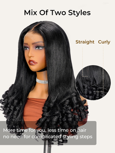 Perruques de cheveux humains vierges à 100 %, lisses pré-coiffées, avec petite dentelle transparente 13x4 et pointes bouclées, pour femmes noires - Product Image 2