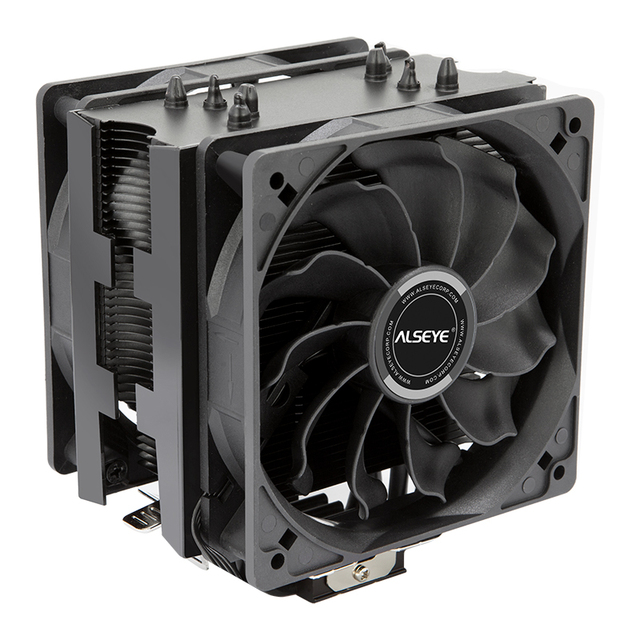 ALSEYE Dual CPU Fan Cooler PWM 120mm 4 Pin 4 Heat Pipe Cooler for LGA 775 115x 1366 AM2 + AM3 + AM4