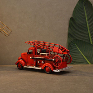 Decorazioni per la Casa in Stile Europeo, Modelli Vintage di <span class=keywords><strong>Camion</strong></span> dei Pompieri, Modelli di Auto Antiche in Ferro Battuto, Oggetti da Esposizione - Product Image 4