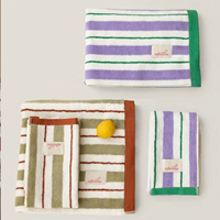 Vente en gros de serviettes en coton éponge de luxe à usage domestique absorbant à séchage rapide doux serviettes de bain teint en fil logo personnalisé OEM