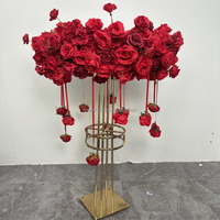 Nika Bruiloft Evenementen Decor Elegant Wit Kunstmatige Ronde Dubbele Cirkel Bloemen Hoepel Bloem Middelpunt Met Plafondroos