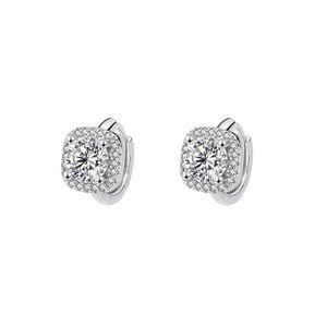 Woman Fashion S925 <b>Sterling</b> <b>Silver</b> Square Zircon <b>Hoop</b> <b>Earrings</b> Shiny S925 <b>Sterling</b> <b>Silver</b> Woman Fashion Jewelry For Party Daily - Product Image 1