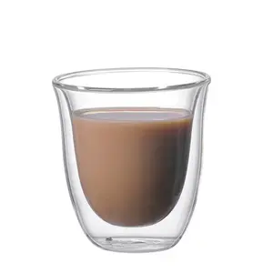 Double Wall Glass Tea Coffee Cups Mugs Drinking Glasses/ Double Wall Reusable Insulated Glass Coffee Mug