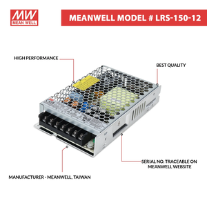 LRS-150-12 - 12V 12.5A 150W Mean Well SMPS แหล่งจ่ายไฟโลหะสำหรับเครื่องจักร แผงวงจร และระบบต่างๆ - Product Image 5