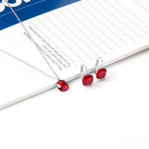 Red Zircon Note Jewelry <b>Set</b> Stainless Steel Jewelry <b>Earrings</b> and Pendant Statement <b>Gold</b> Jewelry <b>Sets</b> - Product Image 6