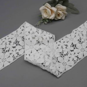 Ribete de Encaje de Margaritas Blancas Anchas, Guipur de Poliéster Suave Tipo Seda de Leche, Cinta Floral Estilo Boho para Cinturón de Vestido de Novia y Dobladillo de Falda - Product Image 5