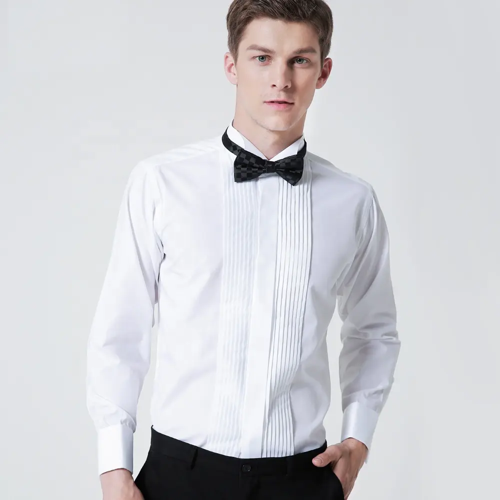 Luxury Quality Fashion Wedding Swallow Collar French Tuxedo Style Long Sleeve Shirts For Men