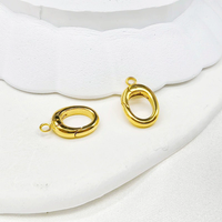 Anneau ovale ouvert en acier inoxydable plaqué or PVD 18 carats, anti-ternissement, avec fermoir à ressort pour breloque à suspendre DIY