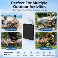 Table de repas rectangulaire pliable en alliage d'aluminium léger pour le camping, le pique-nique, le barbecue - Meubles d'extérieur de petite taille