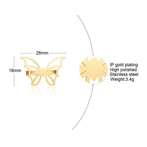 2021 New Design Fashion Stainless Steek Signet <b>Finger</b> Chunky <b>Ring</b> 18K Gold Plated butterfly Jewelry <b>Rings</b> Women - Product Image 3