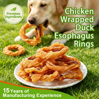 Friandises Premium pour Chiens, Direct Usine : Anneaux d'œsophage de Canard Enrobés de Poulet, Riches en Protéines, à Base de Viande Pure, Friandises à Mâcher pour la Santé Dentaire et l'Entraînement