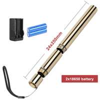Lampe torche rechargeable B008XL dorée à corps en cuivre, faisceau bleu, motifs multiples