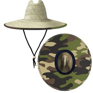 Sombrero de Paja Unisex de Alta Calidad con Rayas Impresas Personalizadas para Actividades al Aire Libre, Playa, Viajes y Pesca - Product Image 1