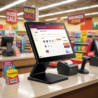Caisse enregistreuse universelle pour supermarché, machine tout-en-un tactile de 15 pouces avec scanner et lecteur de cartes remplaçables