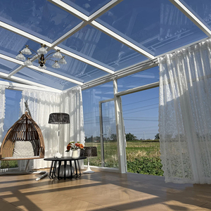 Yuantai Maison préfabriquée au design moderne, véranda en verre trempé vert, aluminium, inclinée, imperméable, gazebo <span class=keywords><strong>plat</strong></span>, villa extérieure - Product Image 4