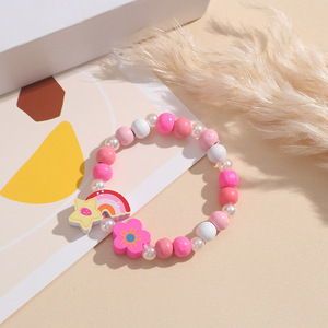 Arco Iris bohemio cuentas de madera encanto pulsera rodio plateado para niños niñ<span class=keywords><strong>as</strong></span> niños como fiesta boda o regalo - Product Image 5