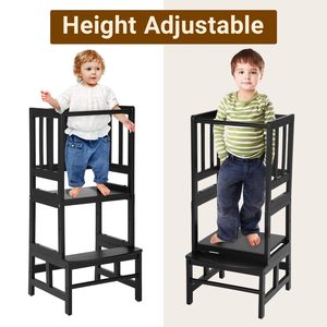 Tabouret de cuisine pour enfants avec rail de sécurité Tour d'apprentissage en <span class=keywords><strong>bois</strong></span> de bambou pour les tout-petits de <span class=keywords><strong>18</strong></span> <span class=keywords><strong>mois</strong></span> et plus - Product Image 3