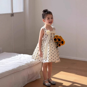 Vestito Estivo per Bambine con Fiocco e Pois all'<span class=keywords><strong>Uncinetto</strong></span>, Senza Maniche, per Feste, Disponibile all'Ingrosso - Product Image 5