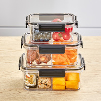 Récipient de stockage des aliments en verre sous vide rectangulaire/rond/carré borosilicate avec couvercle en plastique pour boîtes à bento déjeuner