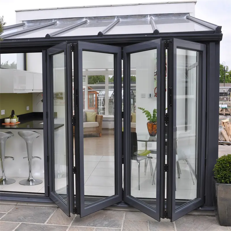 American Australian standards Villa Balcony outdoor bi-fold bifold Glass door Sliding Folding glass Door