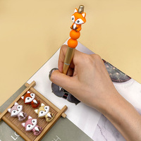 Nouveautés Perles en silicone 3D en forme de renard de dessin animé pour la fabrication de stylos et la décoration de bijoux et de bracelets