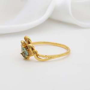 Última Venta de Latón chapado en oro de 18 quilates, joyería de moda, anillo de topacio personalizable, Topacio Azul Natural, piedra preciosa, diseñador fino - Product Image 6