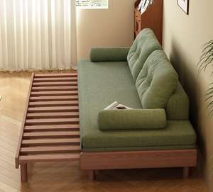 새로운 애쉬 원목 슬라이딩 소파베드 거실/서재 당김식 낮잠 침대 미니멀리스트 침실 손님용 소파베드 - Product Image 1