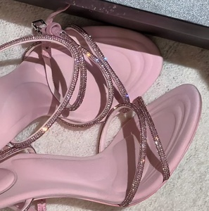 Pink Crystal Strap Stiletto Heel Mules Open Toe Slip On High Heel <b>Sandals</b> Fashion Women <b>Evening</b> Party Shoes - Product Image 6