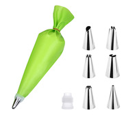 Lebensmittelechte 12/14/16 Zoll EVA Grüne Spritzbeutel-Sets mit Edelstahl-Tüllen Spritzdüsen-Set Kuchen-Dekorations-Backzubehör