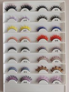 رموش صناعية بألوان قوس قزح بالجملة، ناعمة وخفيفة، رموش ملونة خماسية الأبعاد قابلة لإعادة الاستخدام، مصنوعة يدويًا بشريط قطني أسود 0.10 مم - Product Image 6