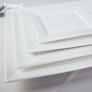 Fiesta de boda vajilla suministros cuadrado <span class=keywords><strong>blanco</strong></span> de cerámica de cena de placas para Hotel - Product Image 5