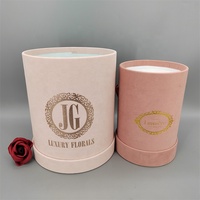Boîte Cadeau Ronde en Carton Recyclé Personnalisée Rose avec Poignée et Ruban
