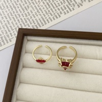 Vintage gouden rode hartvormige kristallen open ring met oneindigheids- en kruisdesign, verstelbaar, ideaal voor dagelijks gebruik, dates en Valentijnsdag
