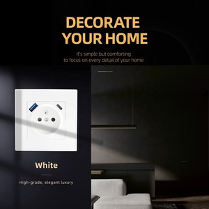 Prise murale française <span class=keywords><strong>2P</strong></span>+<span class=keywords><strong>T</strong></span> avec ports USB de charge rapide PD20W Type-A Type-C, conforme aux normes européennes, ignifuge, panneau <span class=keywords><strong>PC</strong></span> 86*86 - Product Image 3