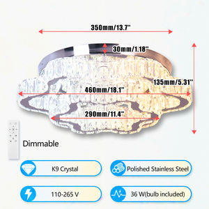 Luz de techo LED decorativa de cristal K9 moderna para sala de estar, hogar y bar, lámpara de tamaño medio con forma de montaje - Product Image 5