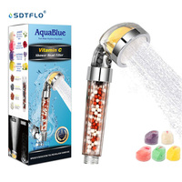 Filtre au chlore en plastique haute pression Pommes de douche à main Pommeau de douche à vitamine C avec pierres