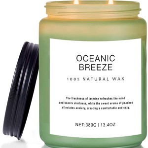 Bougie parfumée de luxe à 2 mèches en cire de soja, faite à la main, lavande et agrumes, vente en gros, marque privée, grand pot en verre avec couvercle pour la décoration intérieure - Product Image 1