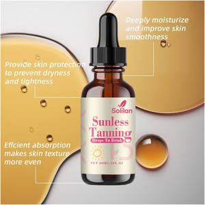 Solilan Factory 60ml Natural Sunless Tanning Drops OEM Label pribadi pelembab organik Oral Sunless suplemen wajah Herbal - Product Image 1