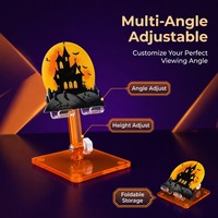 Support de téléphone universel pliable et réglable en acrylique orange, motif Château Hanté d'Halloween, avec logo personnalisé OEM, vente en gros