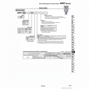 ตัวแยกละอองน้ำ AMH450C-04B-T เครื่องกรองอากาศแบบไมโครนิวเมติก SMC - Product Image 1
