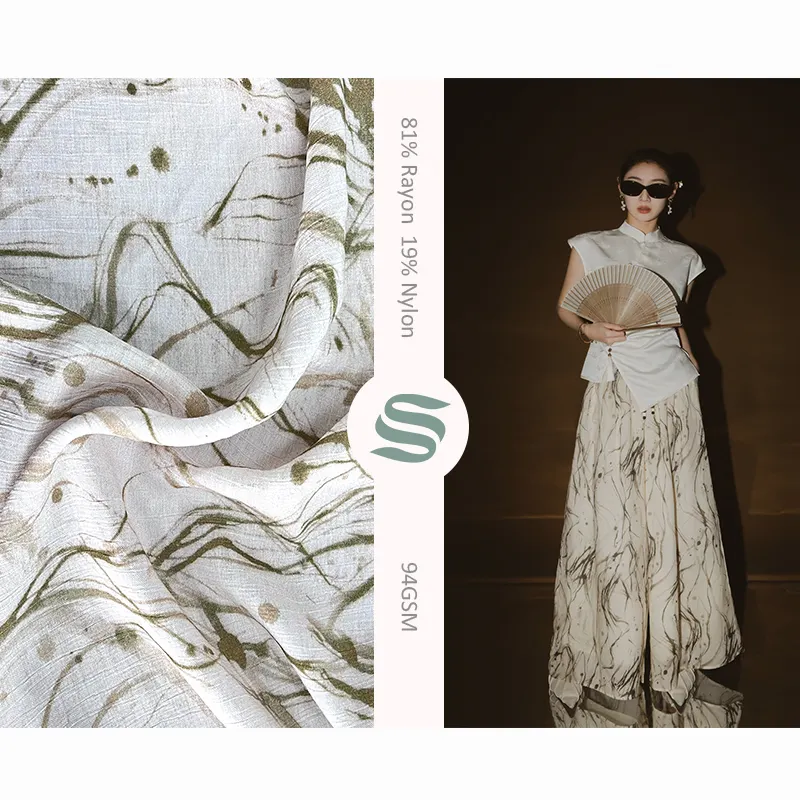 New arrival custom digital print fabric stripes pattern rayon nylon printed crepe fabric for women dresses