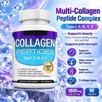 Capsules de collagène multi-peptides OEM, 90 unités, pour la beauté de la peau, des cheveux et des articulations, complément alimentaire