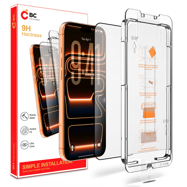Automatic Dust Removal Full Glue Silk Tempered Glass Screen Protector Installation Kit for iphone 17 16 15 14 Pro Max